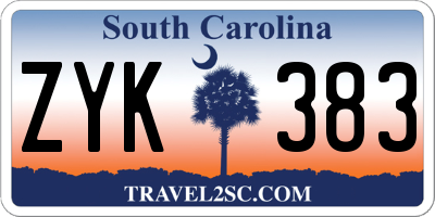 SC license plate ZYK383
