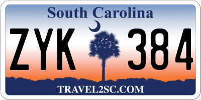 SC license plate ZYK384