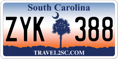 SC license plate ZYK388