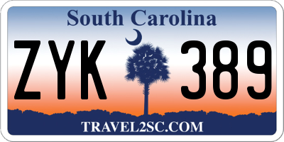 SC license plate ZYK389