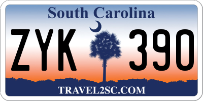 SC license plate ZYK390