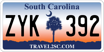 SC license plate ZYK392