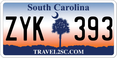 SC license plate ZYK393