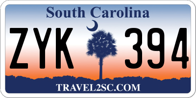 SC license plate ZYK394