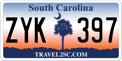 SC license plate ZYK397