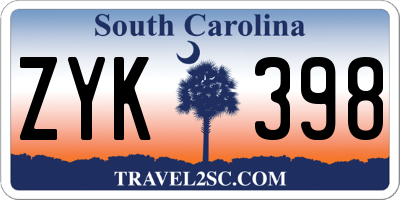 SC license plate ZYK398
