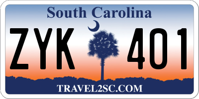 SC license plate ZYK401