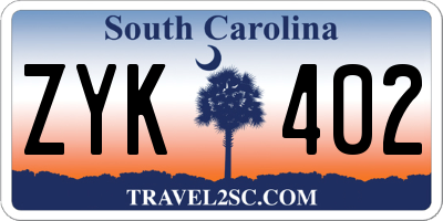 SC license plate ZYK402