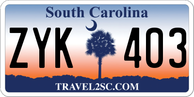 SC license plate ZYK403