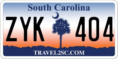 SC license plate ZYK404