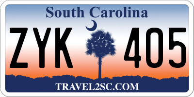 SC license plate ZYK405