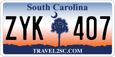 SC license plate ZYK407