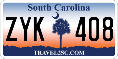 SC license plate ZYK408