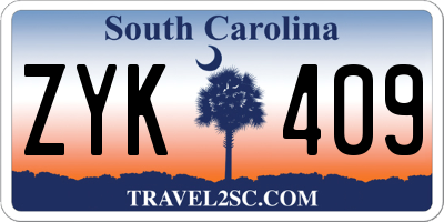 SC license plate ZYK409