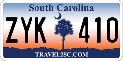 SC license plate ZYK410