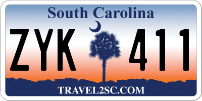 SC license plate ZYK411
