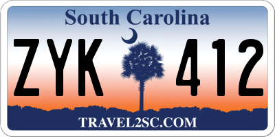 SC license plate ZYK412