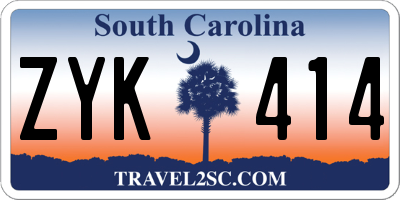 SC license plate ZYK414