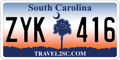 SC license plate ZYK416