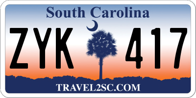 SC license plate ZYK417