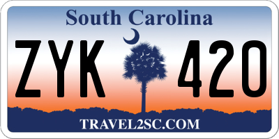 SC license plate ZYK420