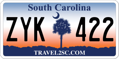 SC license plate ZYK422
