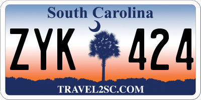 SC license plate ZYK424