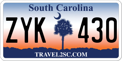 SC license plate ZYK430