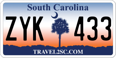 SC license plate ZYK433