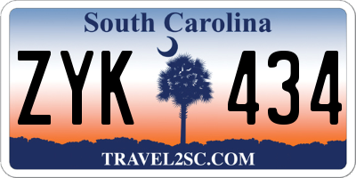SC license plate ZYK434