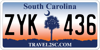 SC license plate ZYK436