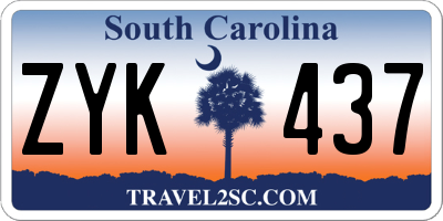 SC license plate ZYK437