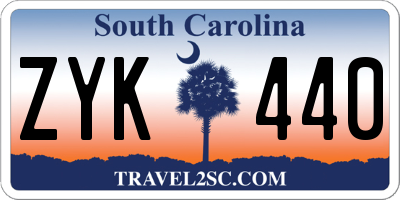 SC license plate ZYK440