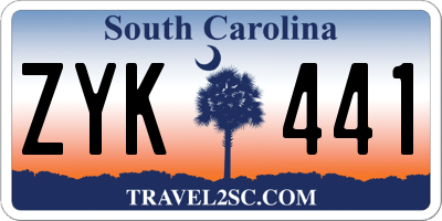 SC license plate ZYK441