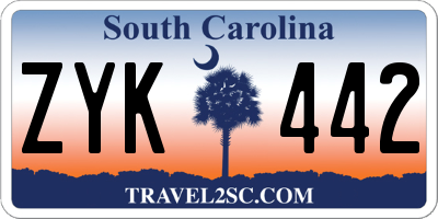 SC license plate ZYK442