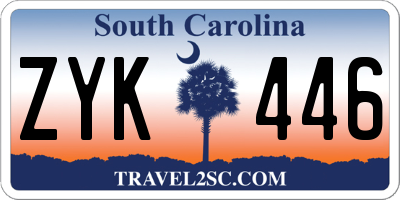 SC license plate ZYK446
