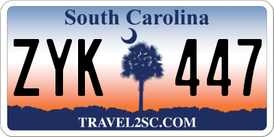 SC license plate ZYK447