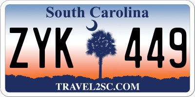 SC license plate ZYK449