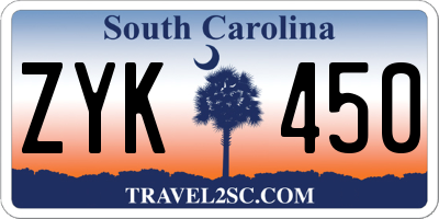 SC license plate ZYK450