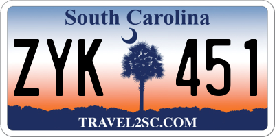 SC license plate ZYK451