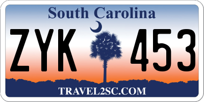 SC license plate ZYK453
