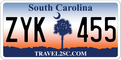 SC license plate ZYK455