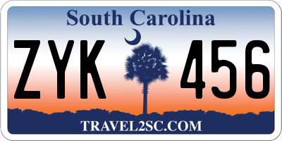 SC license plate ZYK456