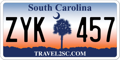 SC license plate ZYK457