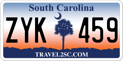 SC license plate ZYK459