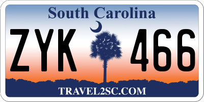 SC license plate ZYK466