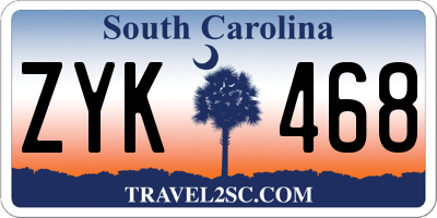 SC license plate ZYK468