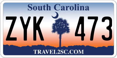 SC license plate ZYK473