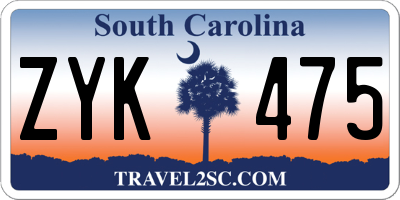 SC license plate ZYK475