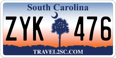 SC license plate ZYK476